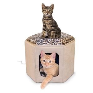 Heated Pet Bed / Pet House in Cheetah Print for Cats or Small Dogs